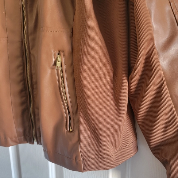 ANA Women's brown faux leather jacket size XL Stretch with pockets Like New - Picture 2 of 7